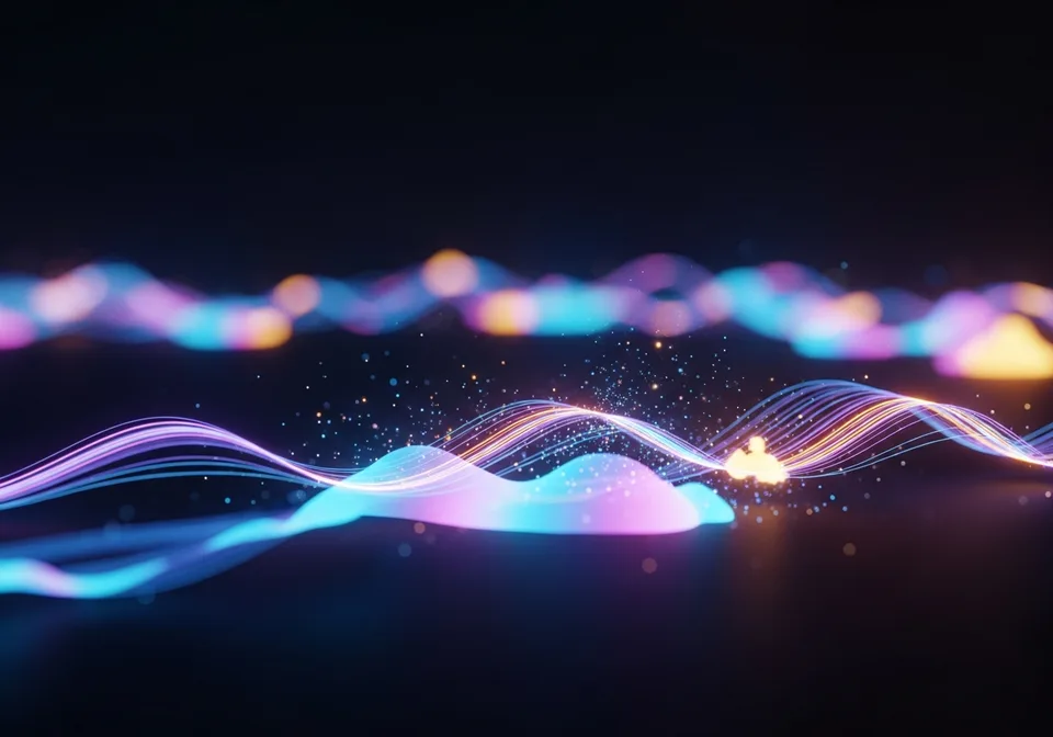 Flowing neon-pink and violet ribbons of live-traffic data over void-black space, evoking attentive post-launch monitoring and fine-tuning